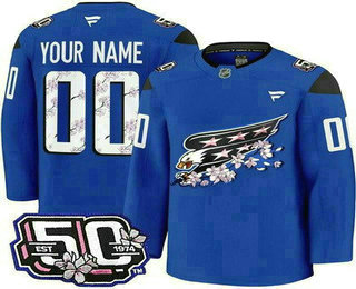 Mens Washington Capitals Customized Blue 50th Anniversary Authentic Jersey